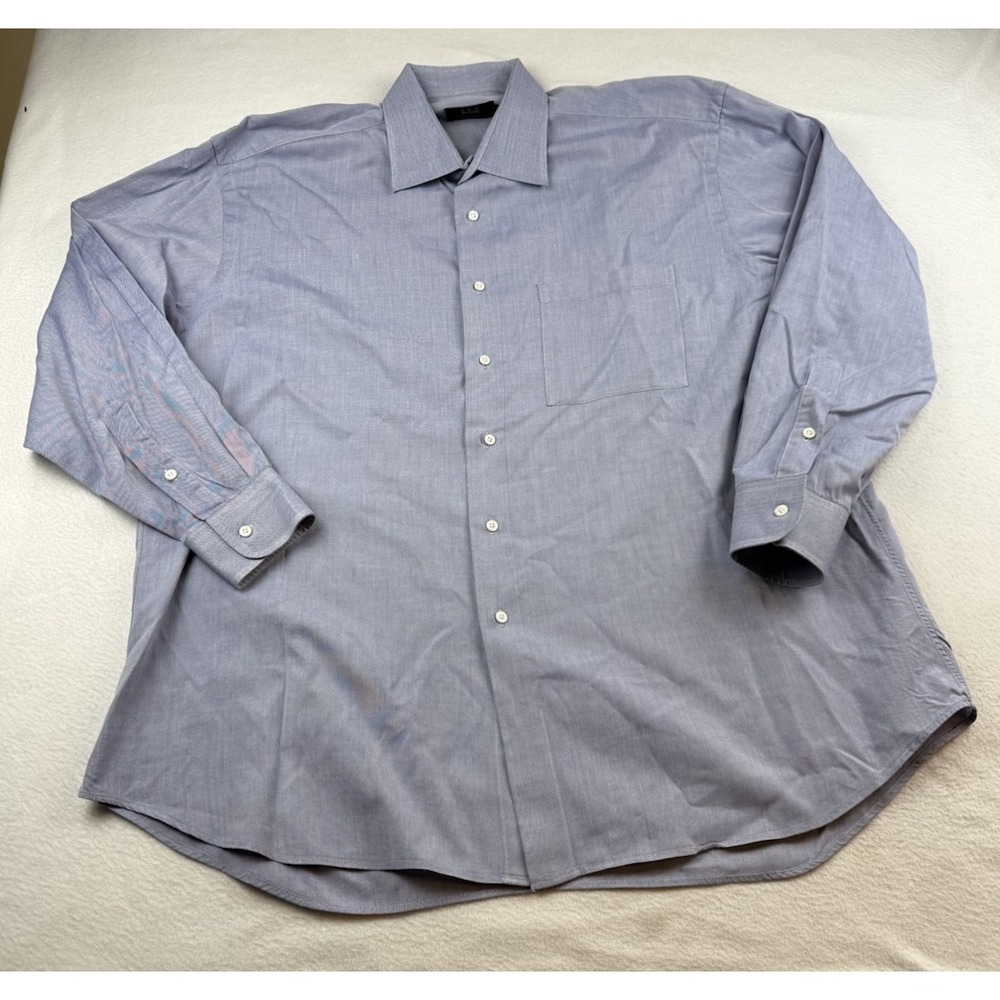 IKE BEHAR Button Up Blue Dress Shirt Size 17 34 Cotton